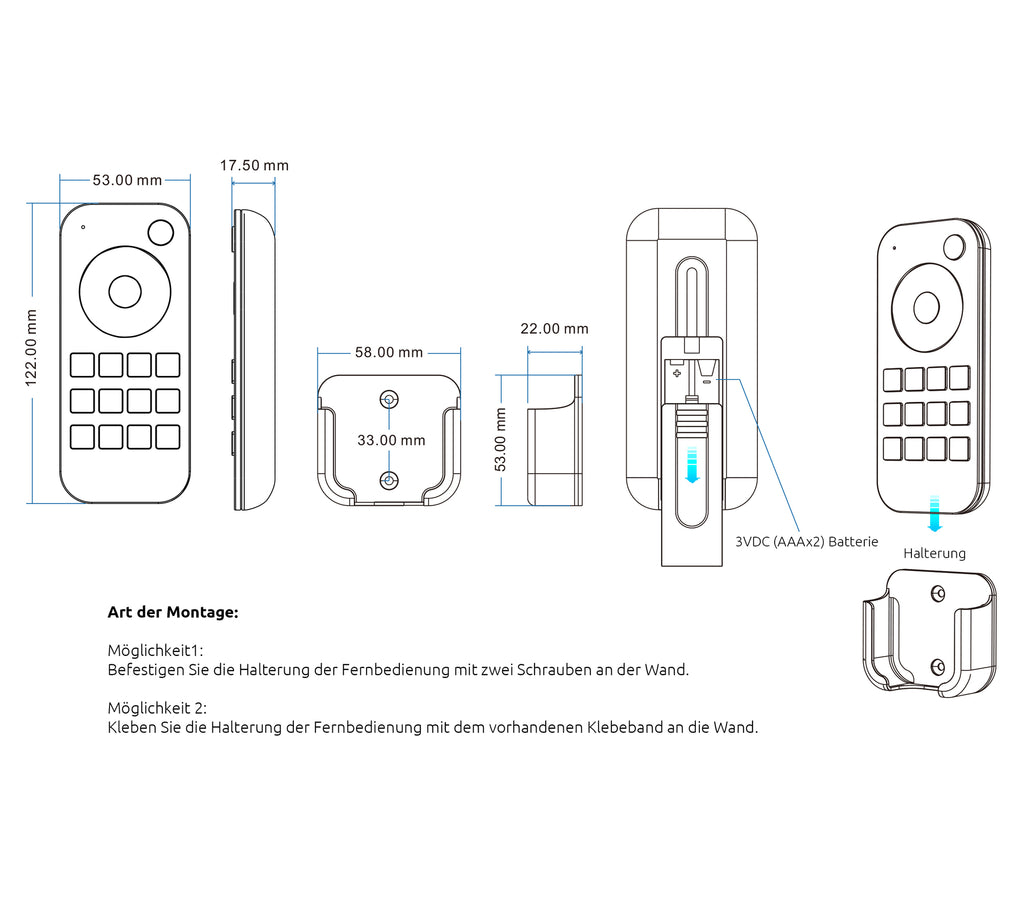 Elektrokon 4-Zonen RF CCT LED Fernbedienung – Dualweiß-Steuerung, 2.4GHz Touch-Dimmer, Softskin