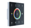 Elektrokon 5-Kanal DMX & RF LED Wandcontroller – 230V Touch-Glaspanel, Schwarz, 4-Zonen (RGB+CCT)