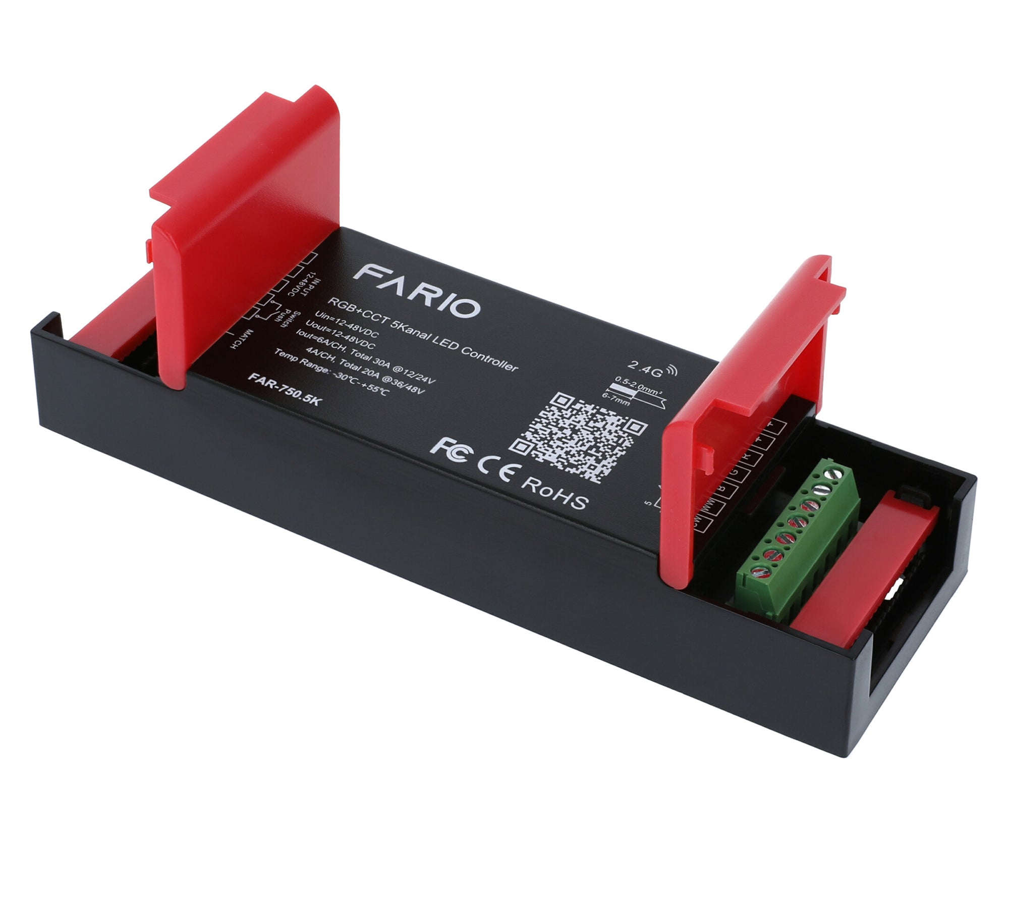 Elektrokon 5in1 RF LED Controller 12V-48V DC – Hochleistungs-Empfänger 5x6A für RGB+CCT, RGBW & Mono