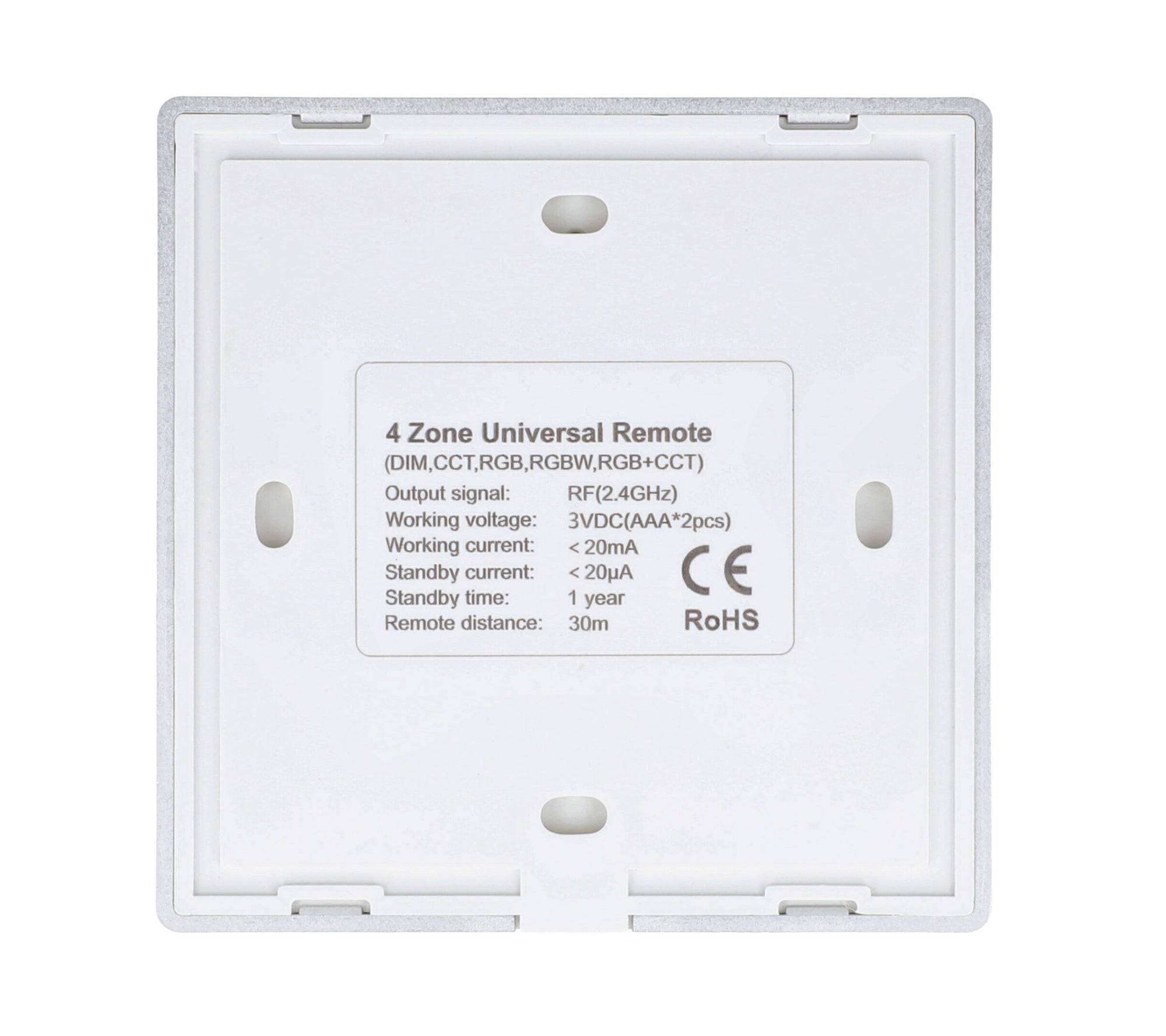 Elektrokon 5-Kanal RF LED Wandpanel – Batteriebetrieben, Glas-Touch, Weiß, 4-Zonen (RGB+CCT)