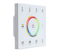 Elektrokon 5-Kanal DMX & RF LED Wandcontroller – 230V Touch-Glaspanel, 4-Zonen, Schwarz (Universal RGB+CCT)