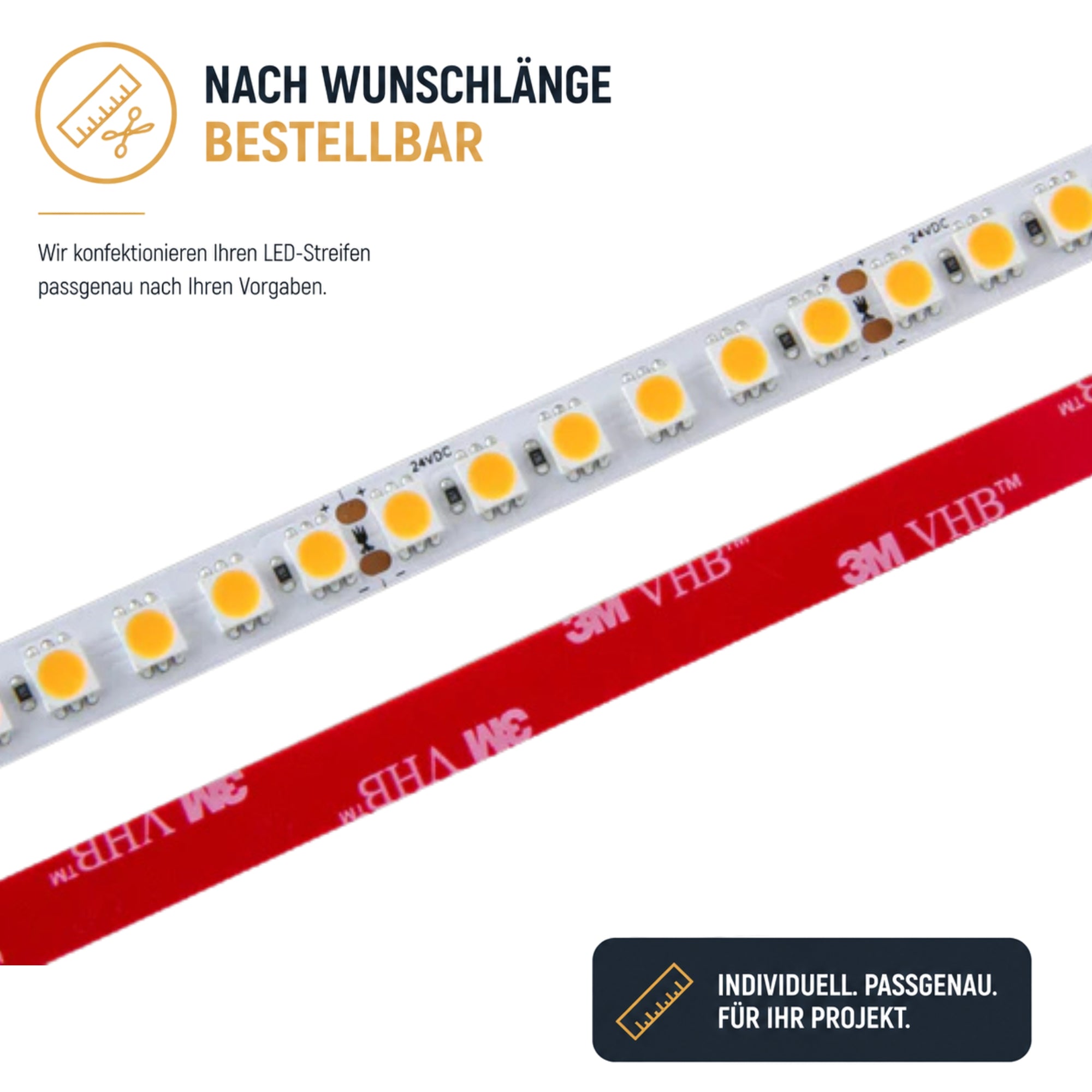 LED-Streifen Konfigurator Elektrokon EKH50 24V Neutralweiß 4000K Maßanfertigung 120 LED/m anschlussfertig