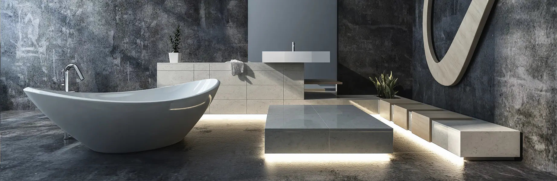 Elektrokon LED Streifen in einem modernen Badezimmer als Beleuchtung