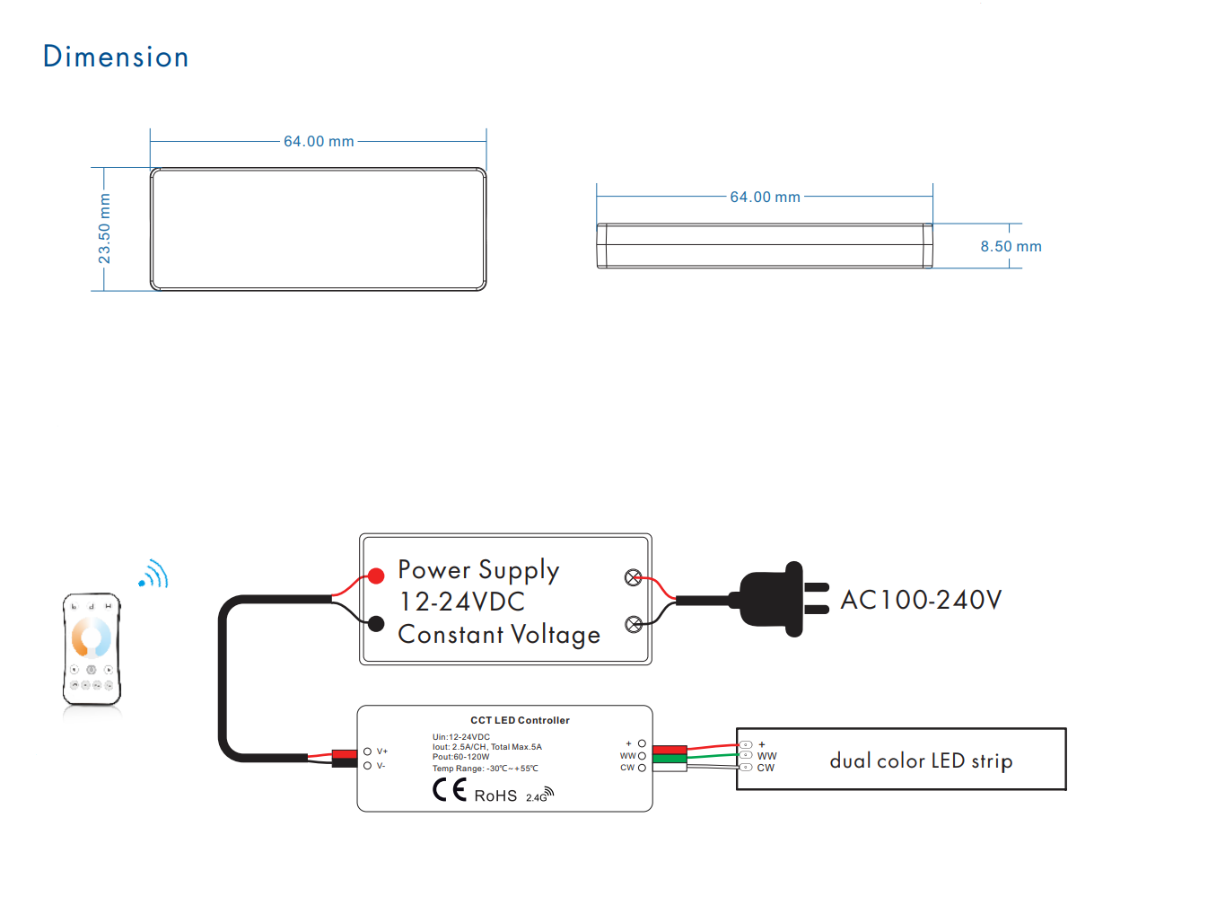 Elektrokon TRIAC LED Dimmaktor 230V AC – Phasenabschnittdimmer für Unterputzmontage, Funk & Taster