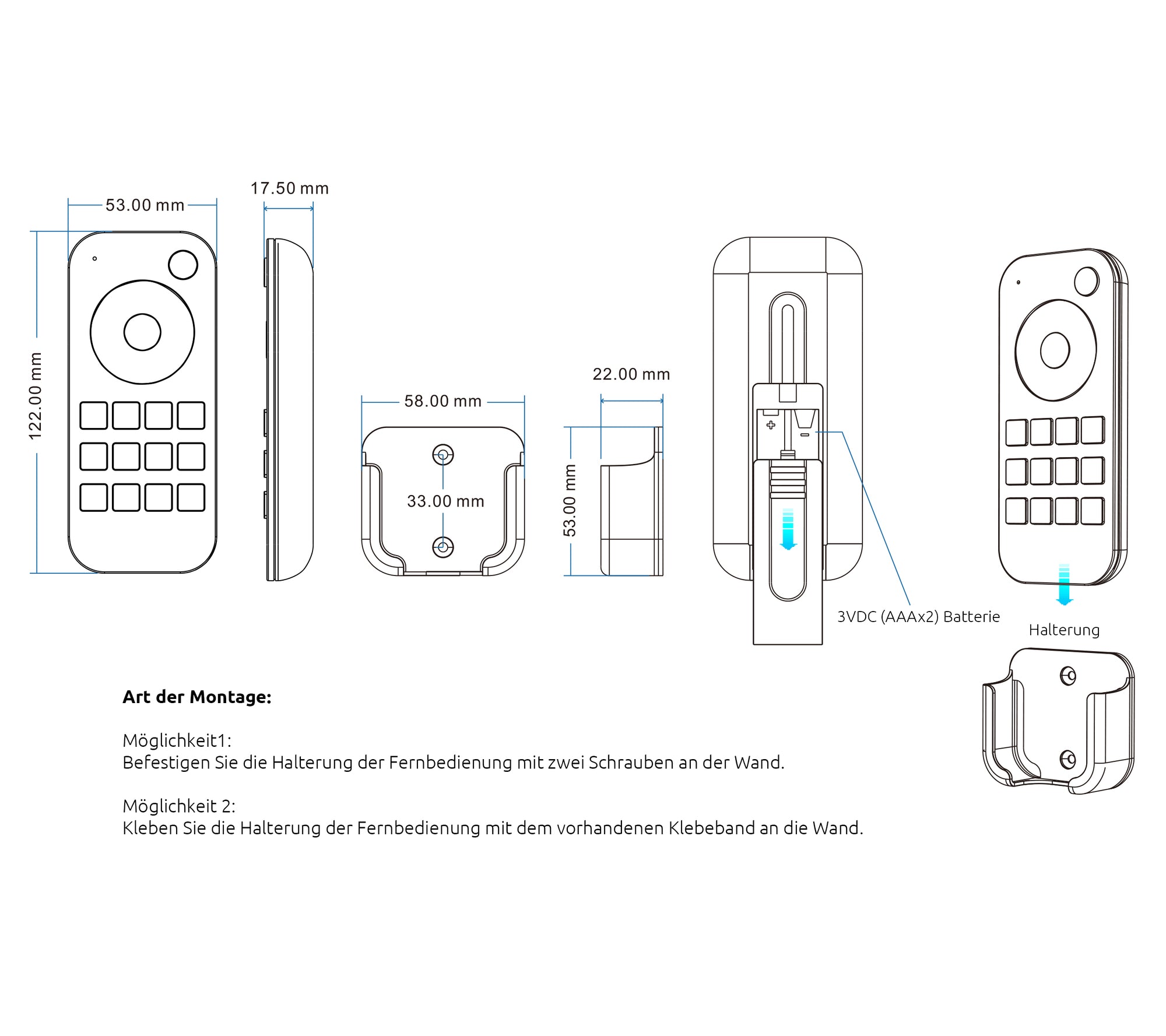 Elektrokon 4-Zonen RF LED Funk-Fernbedienung – Premium Softskin, 2.4GHz Dimmer mit Szenenspeicher & Schnellwahltasten