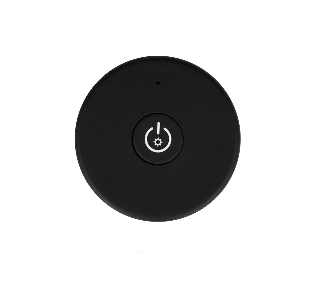 Elektrokon Mini-Rund RF LED Fernbedienung – 1-Zone Funk-Dimmer, Magnetisch, Schwarz