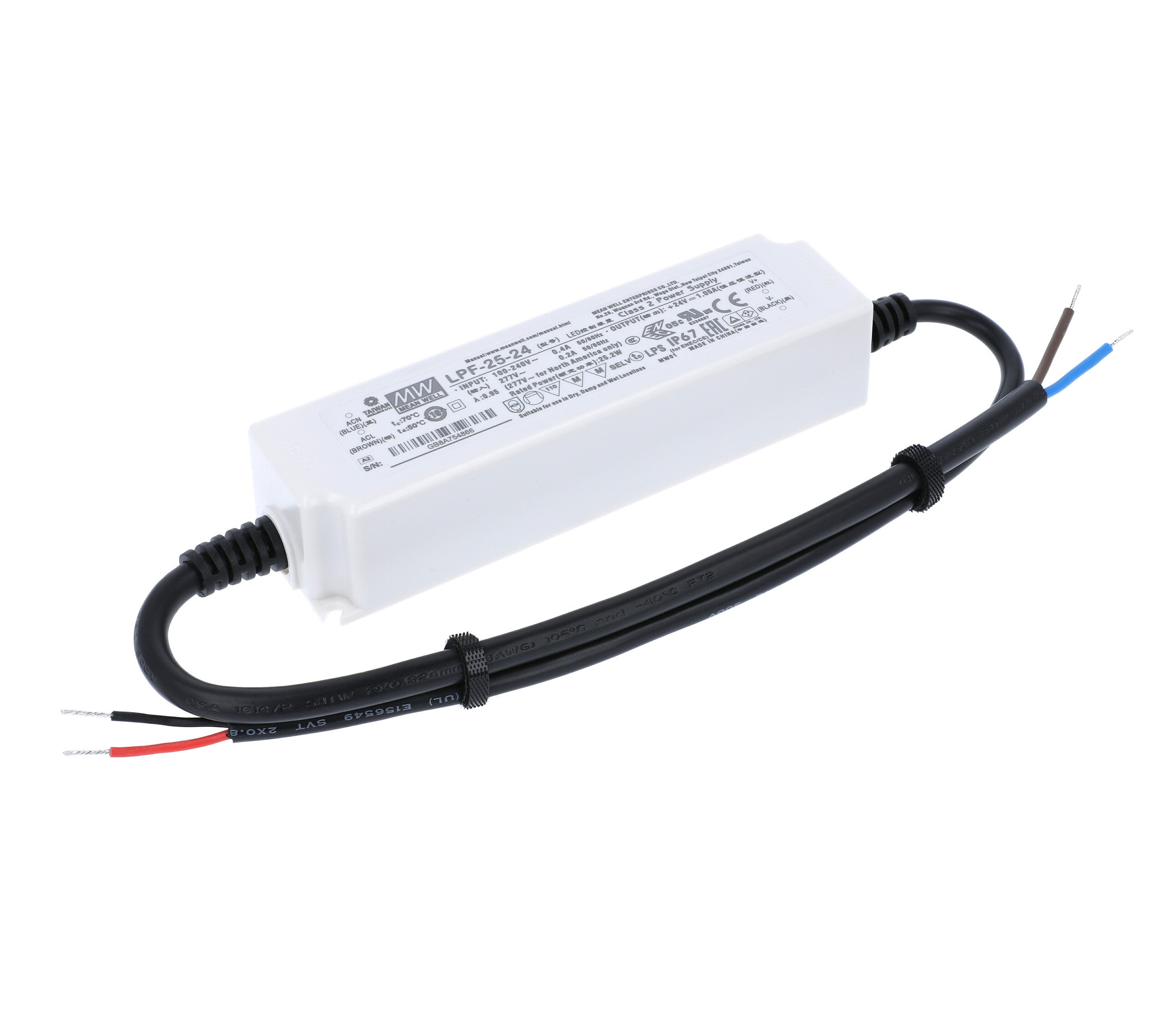 Mean Well LPF LED-Netzteil 12V / 24V DC – IP30 Schaltnetzteil 25W - 60W mit aktivem PFC
