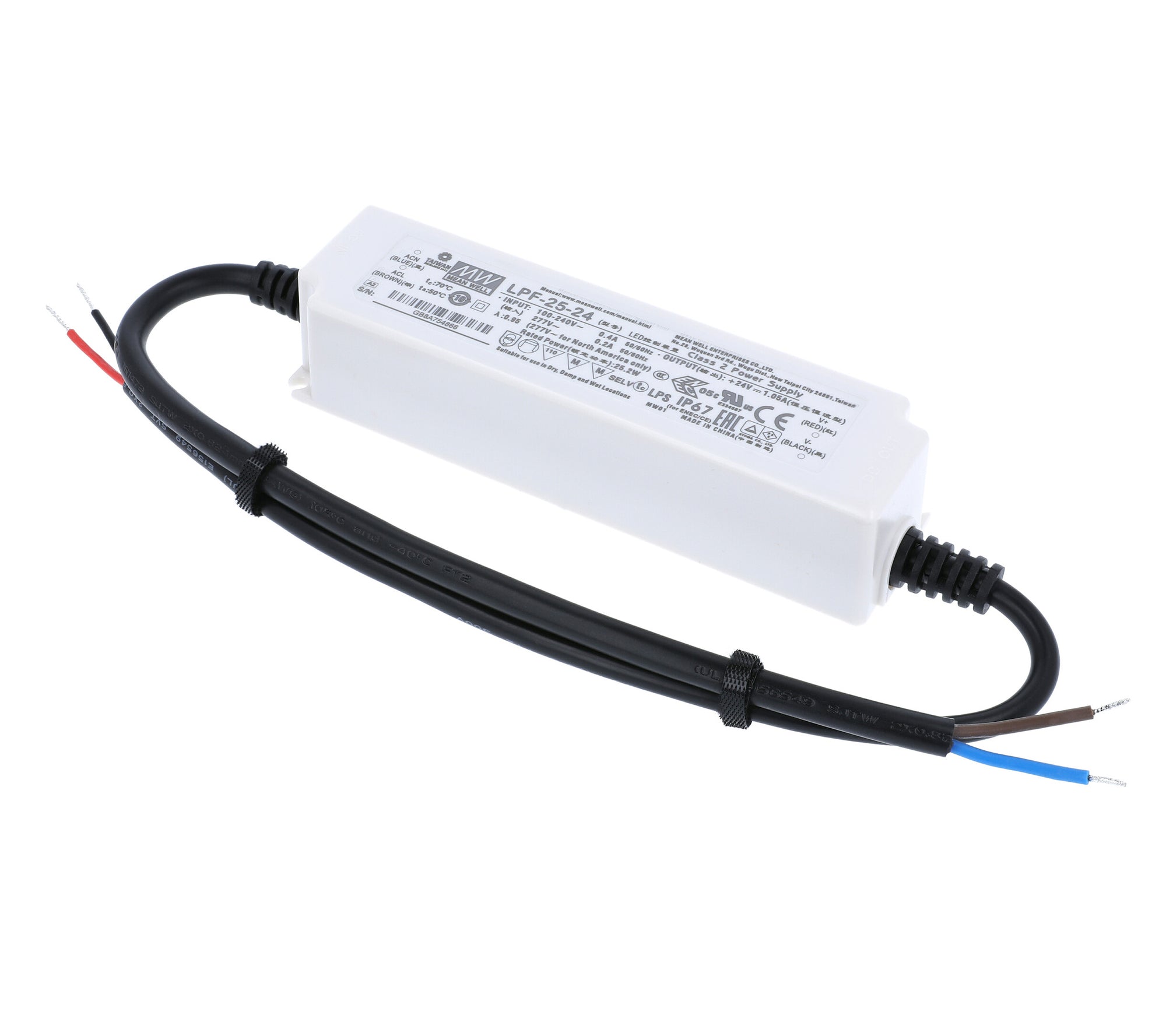 Mean Well LPF LED-Netzteil 12V / 24V DC – IP30 Schaltnetzteil 25W - 60W mit aktivem PFC