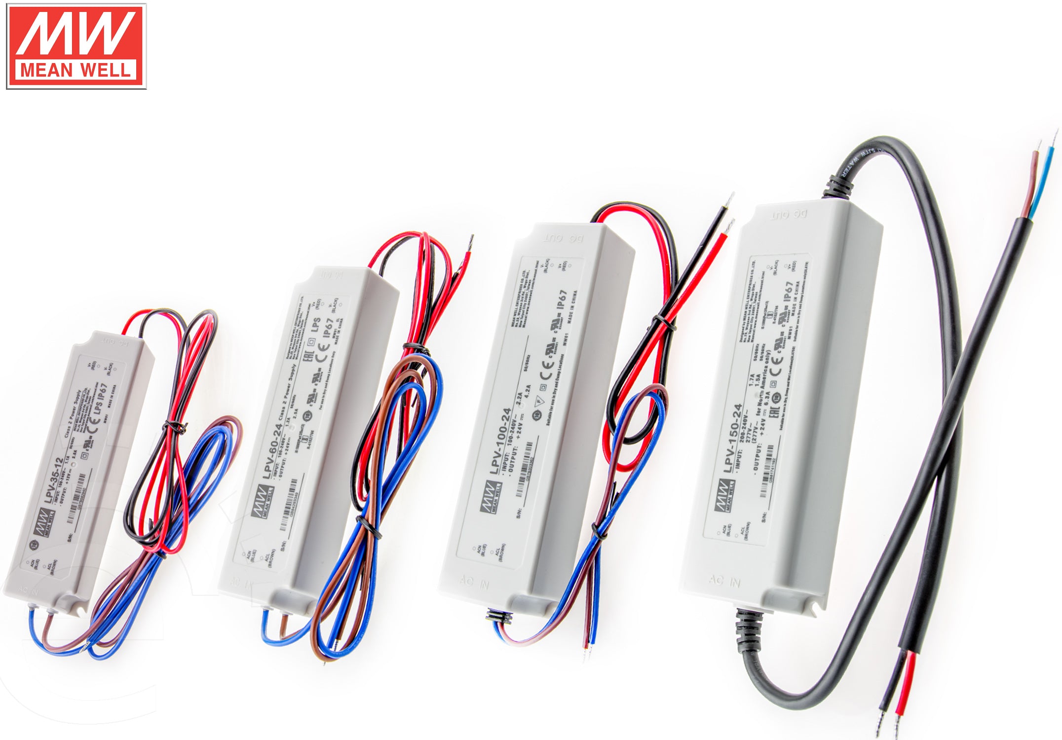 Mean Well LPV LED-Netzteil 12V / 24V DC – Wasserdicht IP67 Schaltnetzteil 20W - 150W