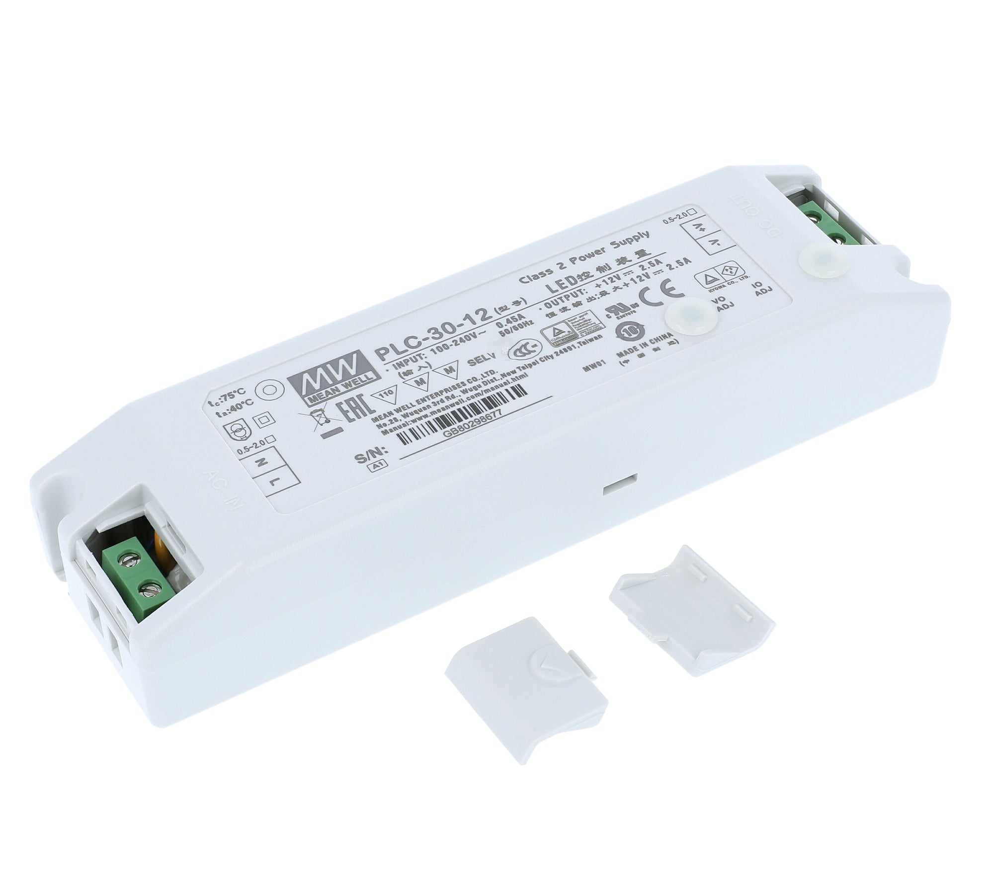 Mean Well PLC LED-Netzteil 12V / 24V DC – Möbel-Einbau Trafo IP41 mit PFC, MM- & F-Zeichen