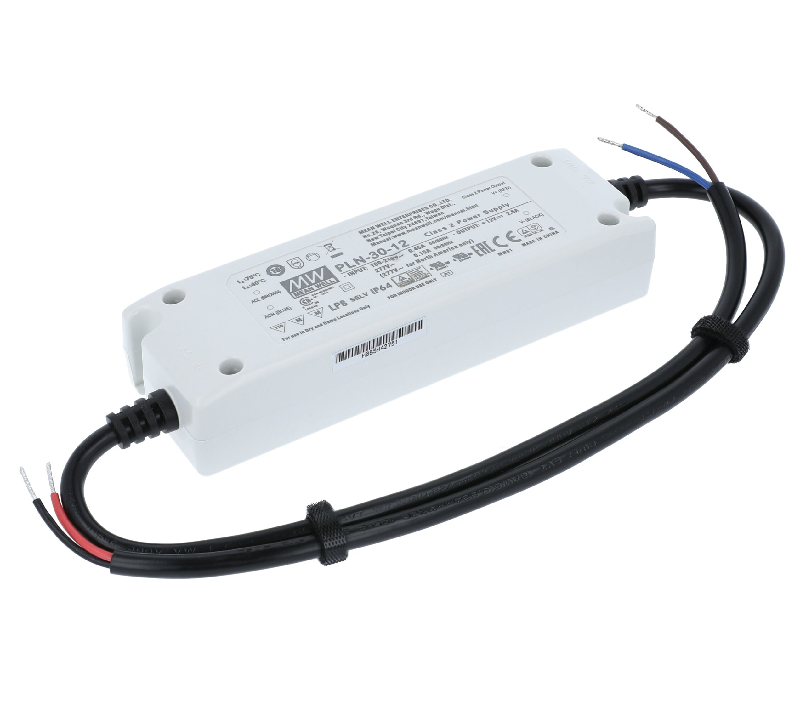 Mean Well PLN LED-Netzteil 12V / 24V DC – IP64 Schaltnetzteil 30W - 96W für Industrie & Möbelbau