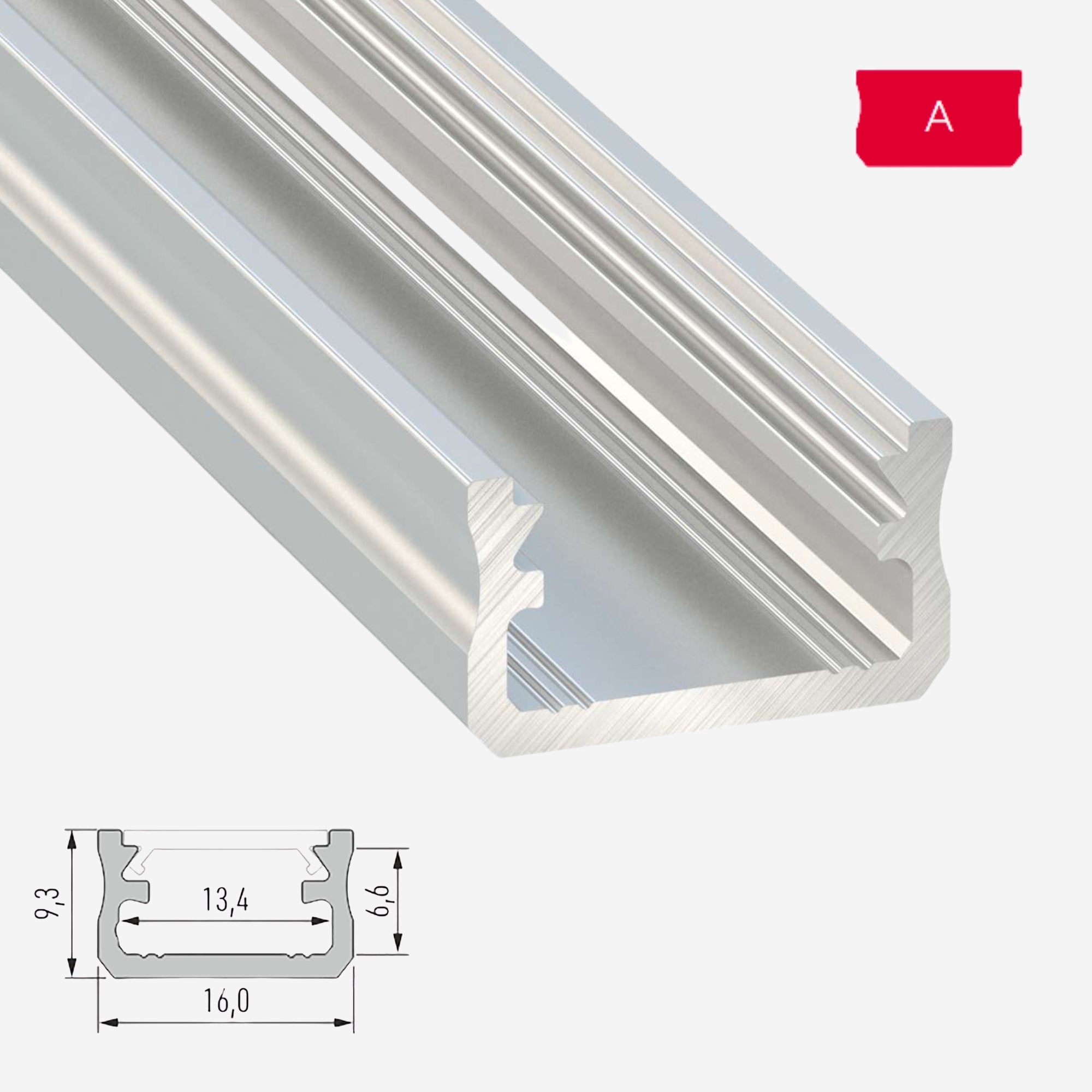 LED Aluminium Aufbauprofil Typ A - 202cm Stangenware