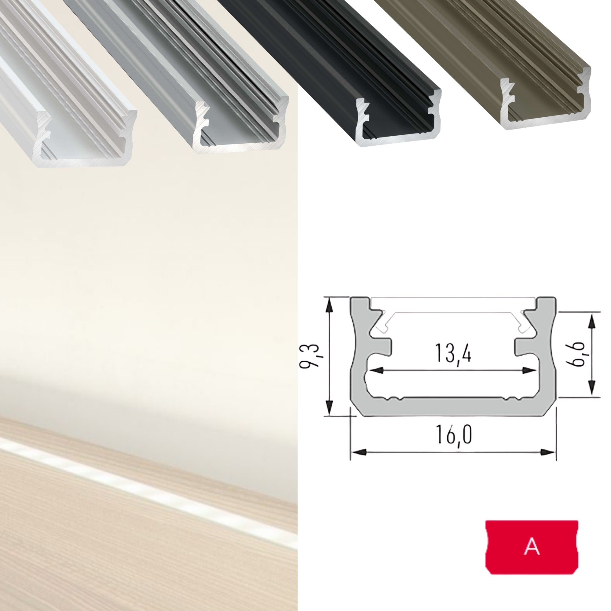 LED Aluminium Aufbauprofil Typ A - 202cm Stangenware