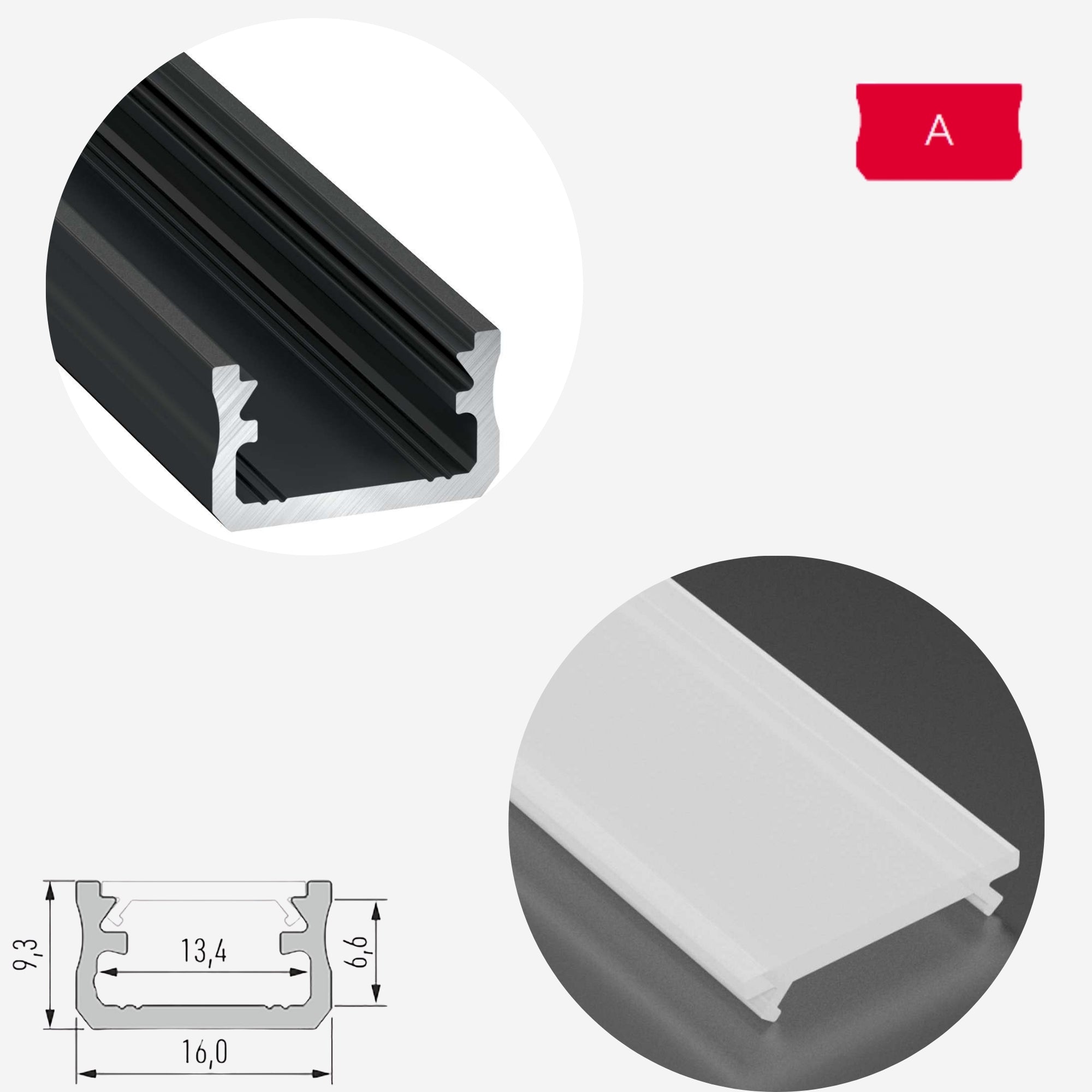 LED Aluminium Aufbauprofil Typ A - Konfigurierbar