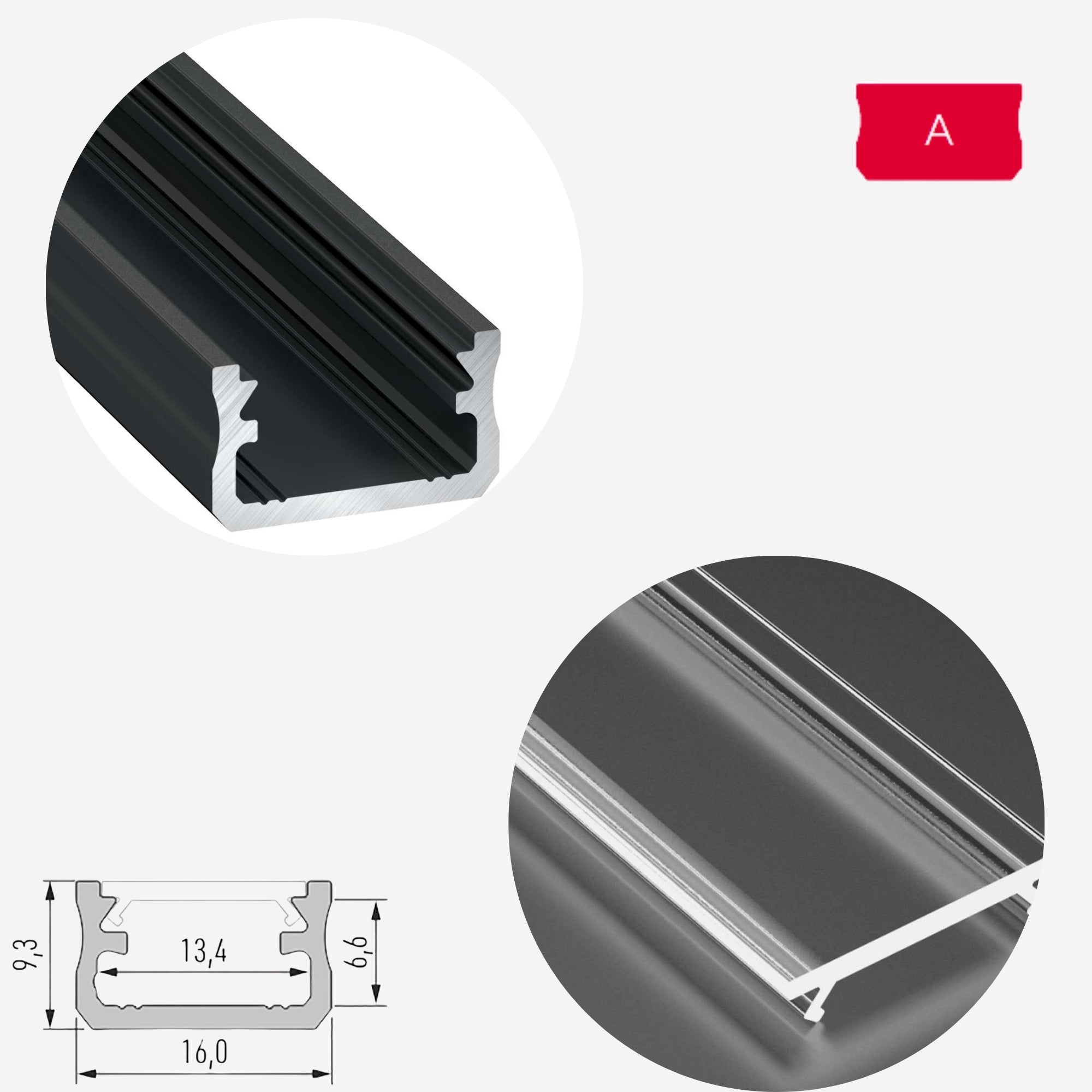 LED Aluminium Aufbauprofil Typ A - Konfigurierbar