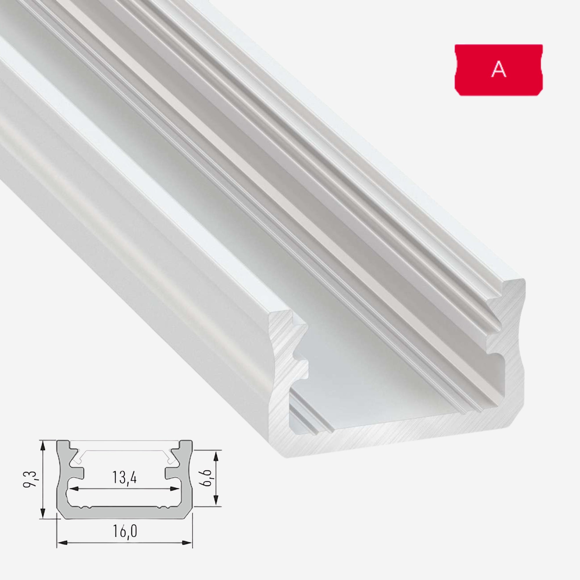 LED Aluminium Aufbauprofil Typ A - 202cm Stangenware