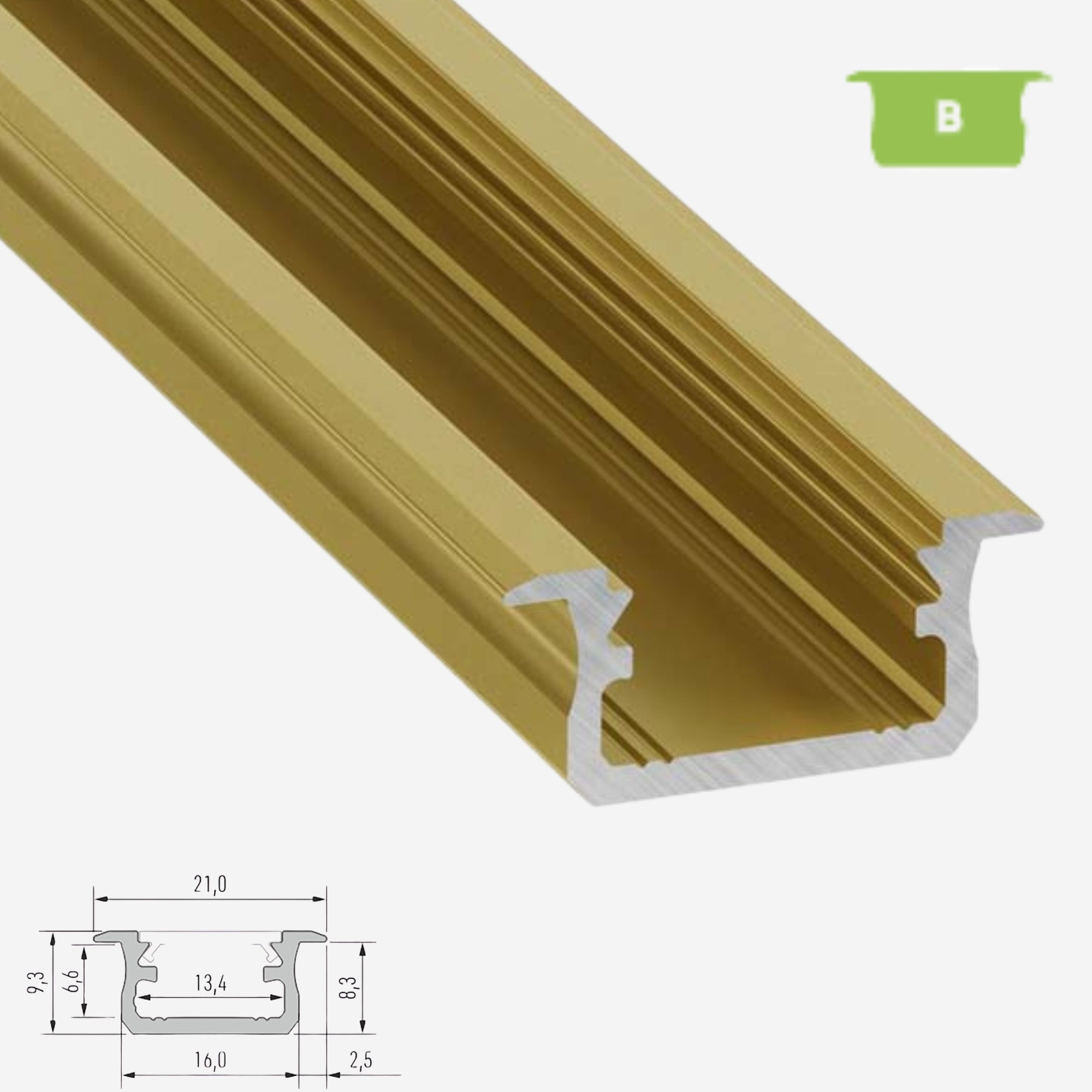 LED Aluminium Einbauprofil Typ B - 202cm Stangenware