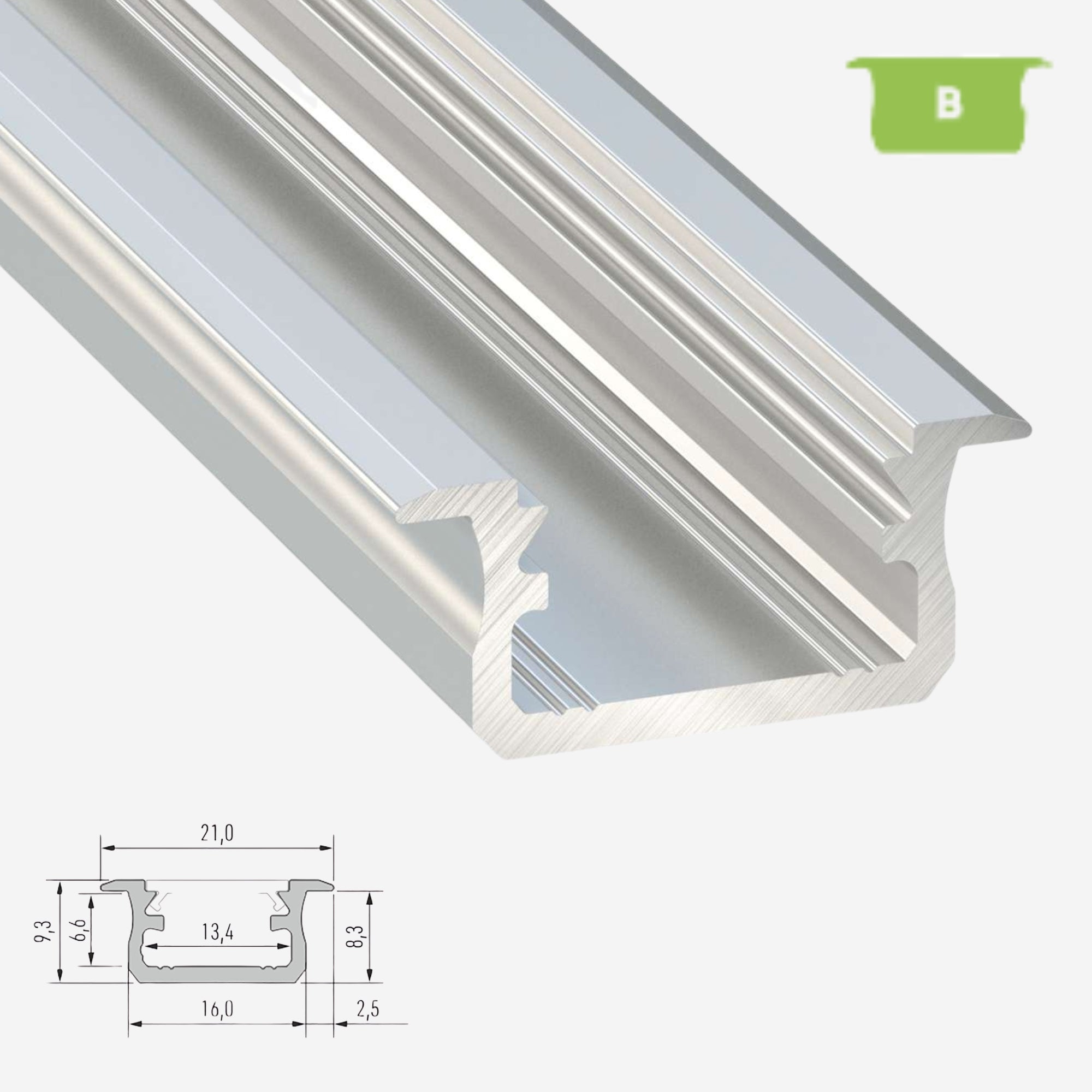 LED Aluminium Einbauprofil Typ B - 202cm Stangenware