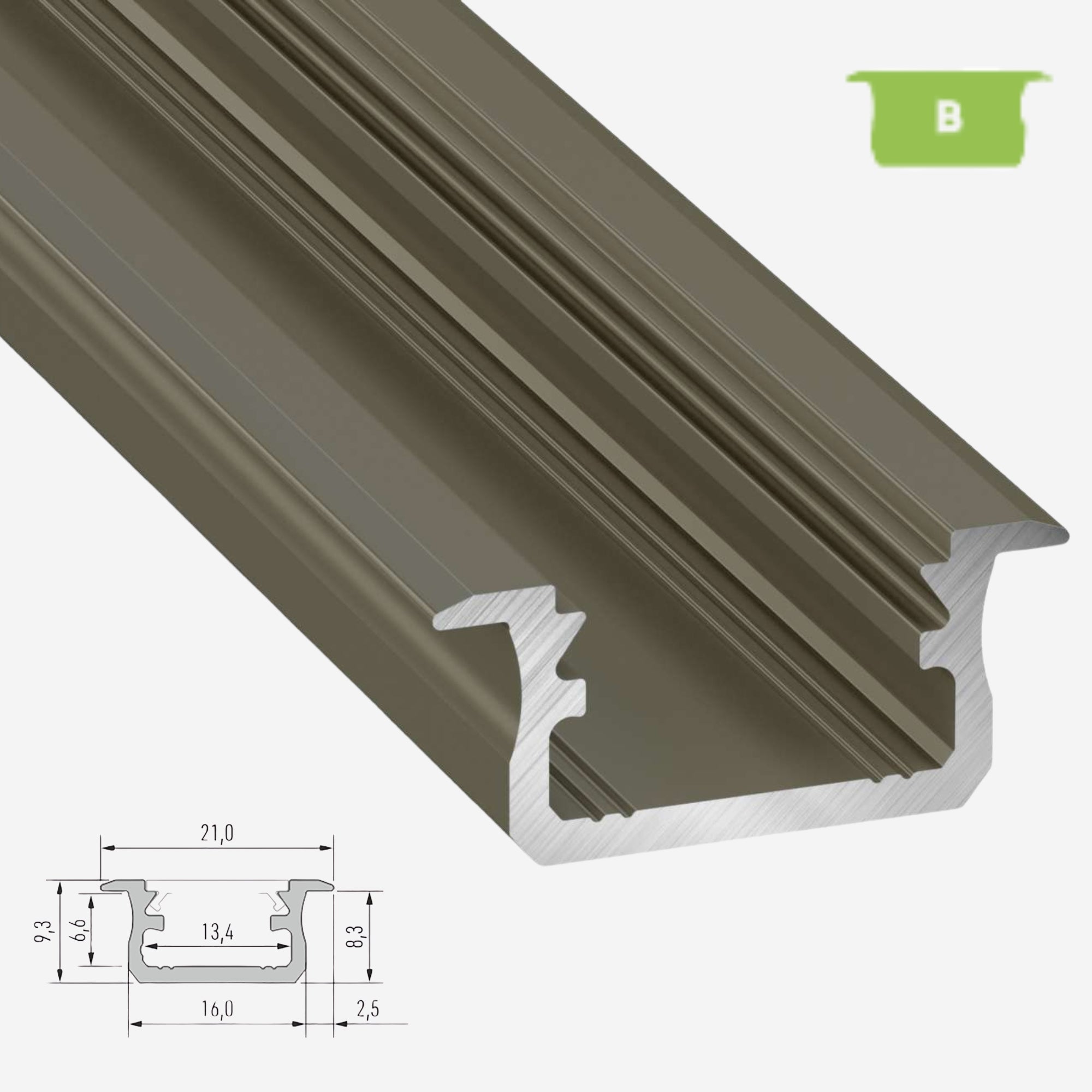 LED Aluminium Einbauprofil Typ B - 202cm Stangenware