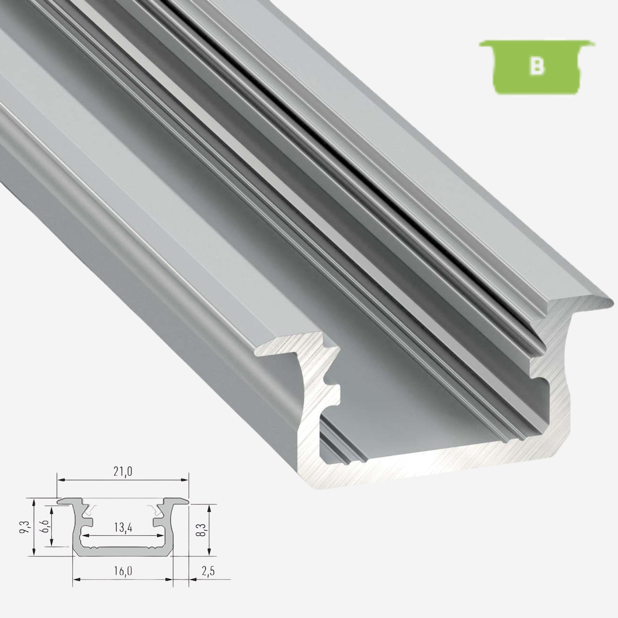 LED Aluminium Einbauprofil Typ B - 202cm Stangenware