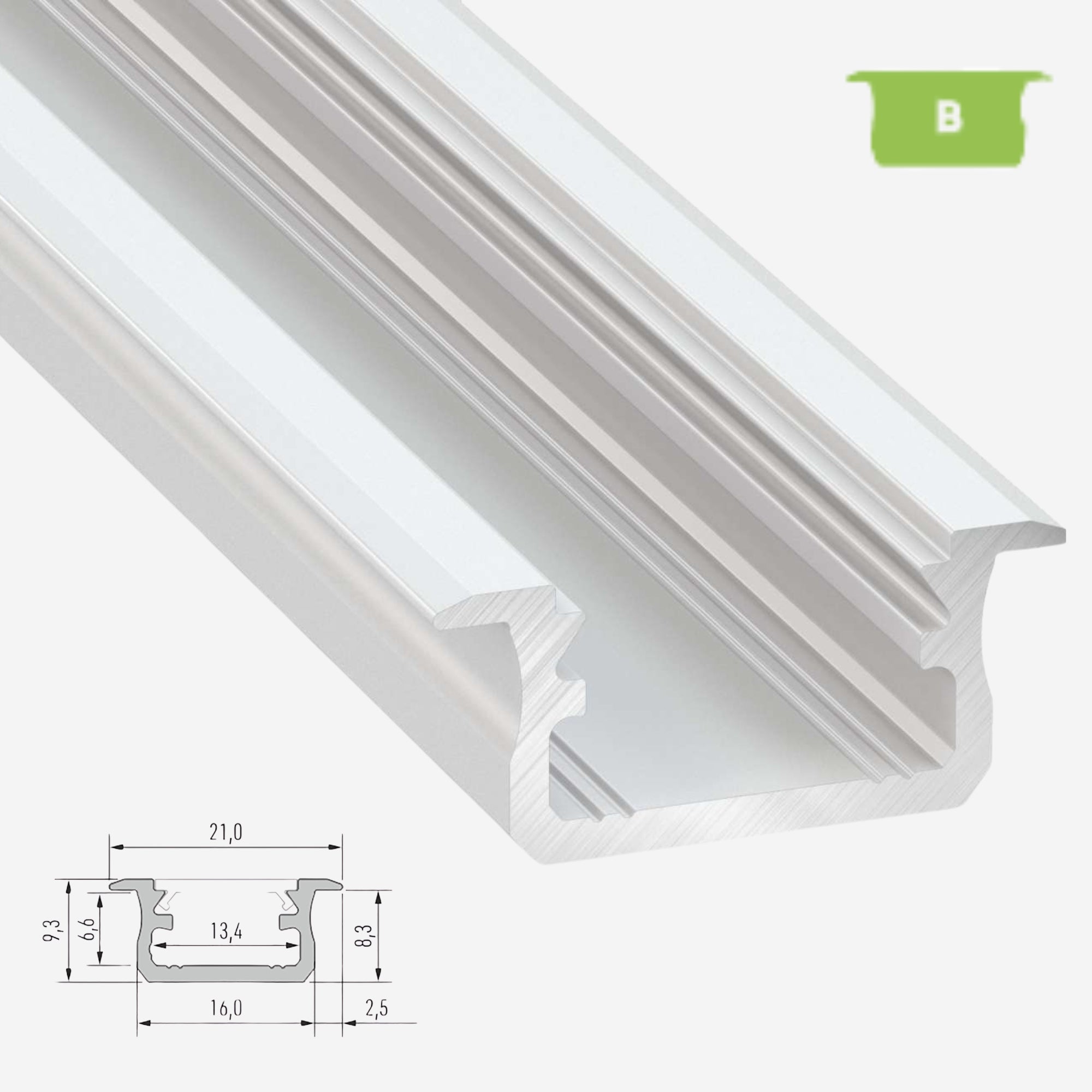 LED Aluminium Einbauprofil Typ B - 202cm Stangenware