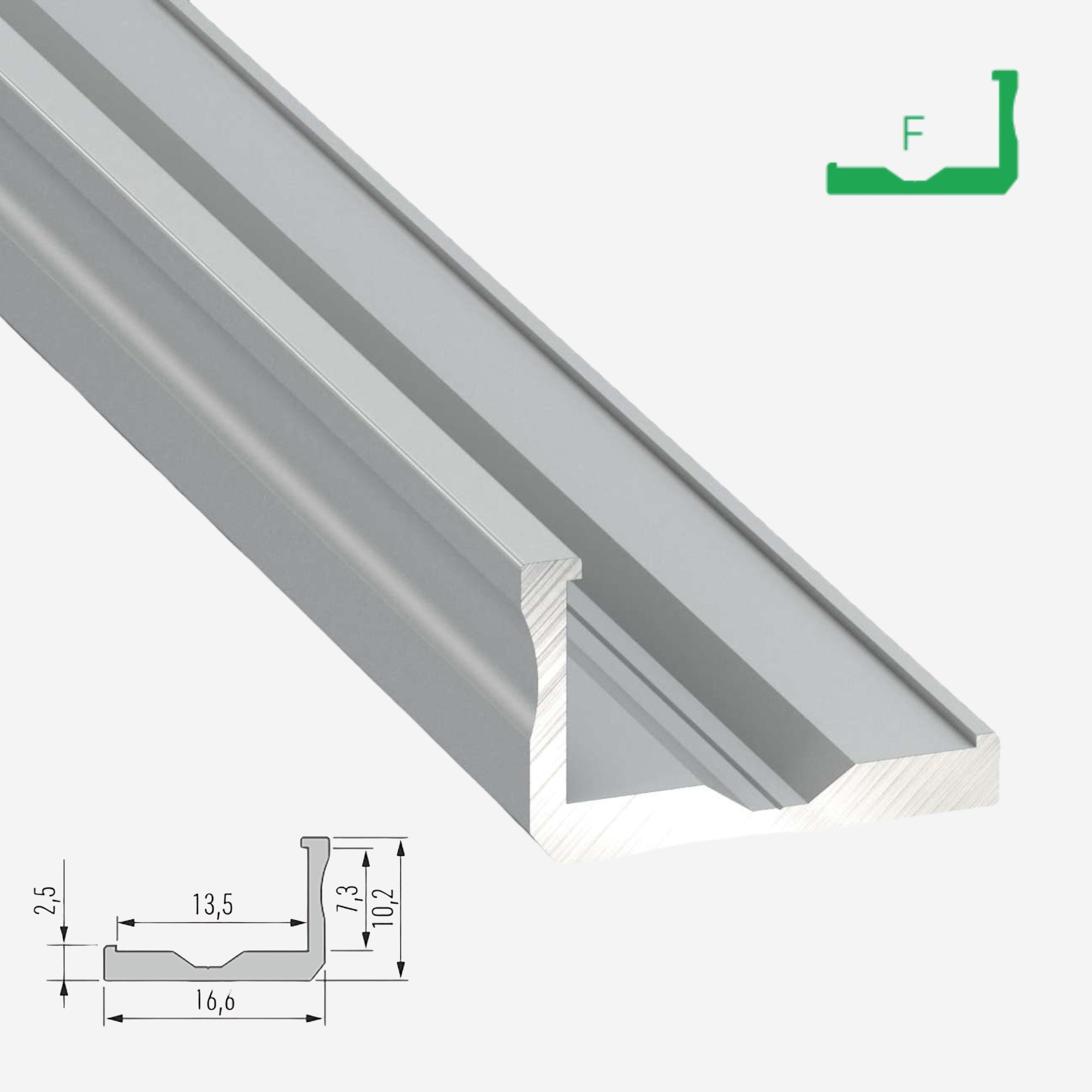 LED Aluminium Aufbauprofil Typ F - 202cm Stangenware