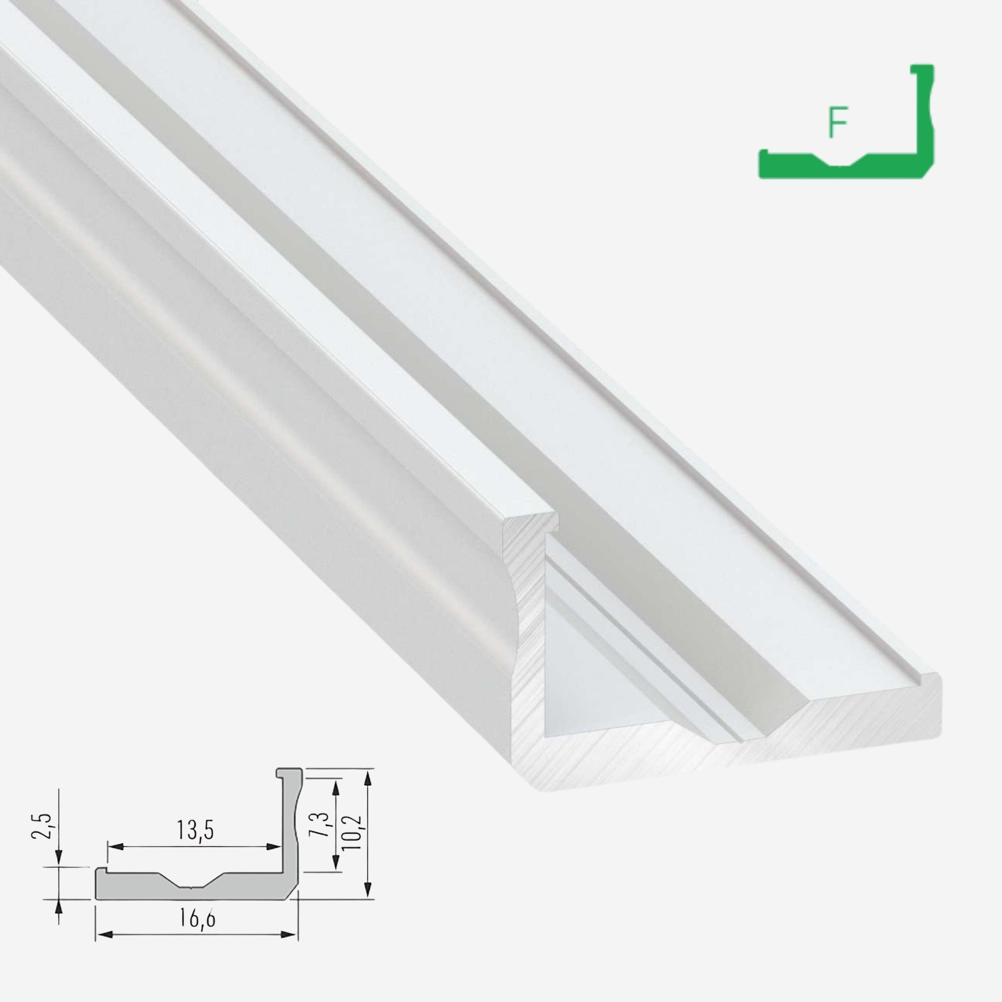LED Aluminium Aufbauprofil Typ F - 202cm Stangenware