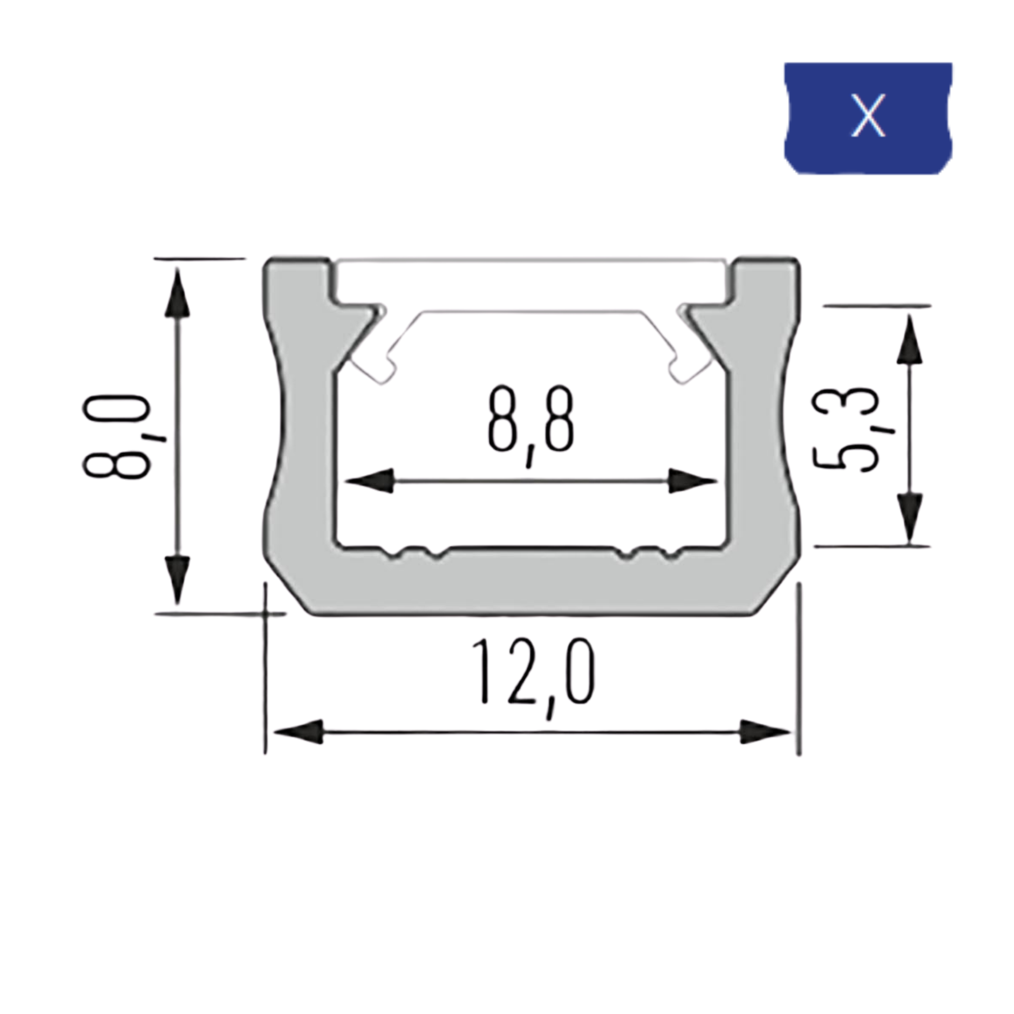 LED Aluminium Aufbauprofil Typ X - 202cm Stangenware