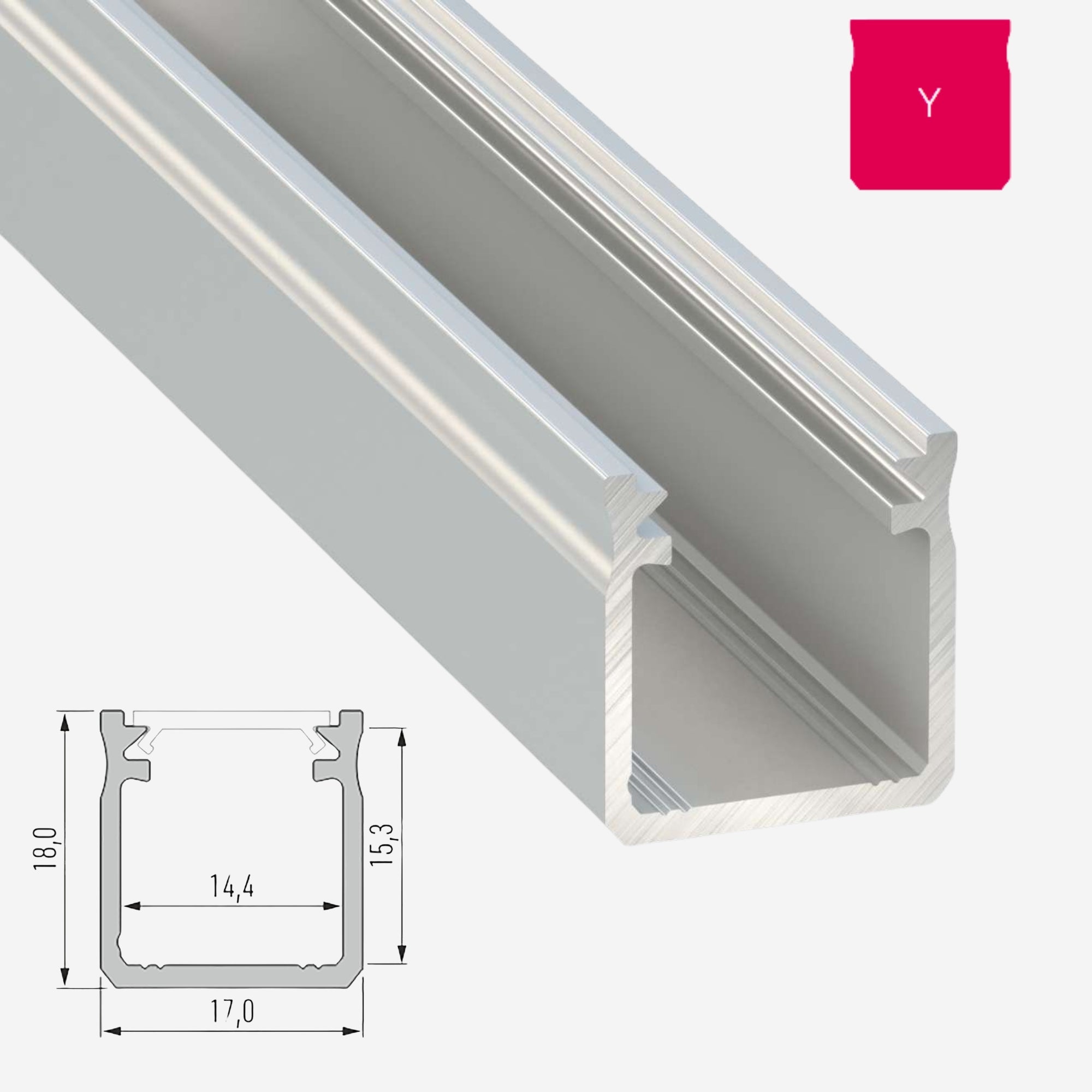 LED Aluminium Aufbauprofil Typ Y - Konfigurierbar