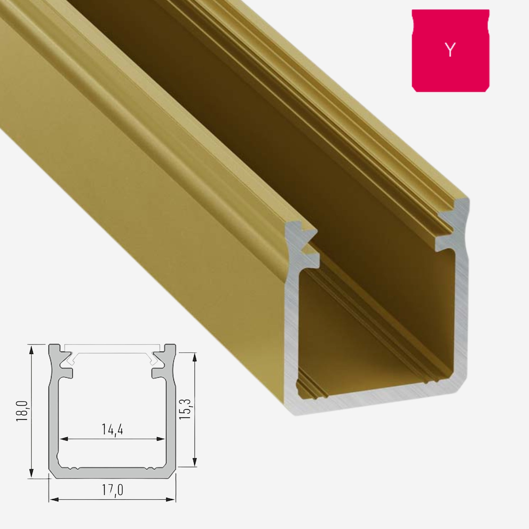 LED Aluminium Aufbauprofil Typ Y - Konfigurierbar