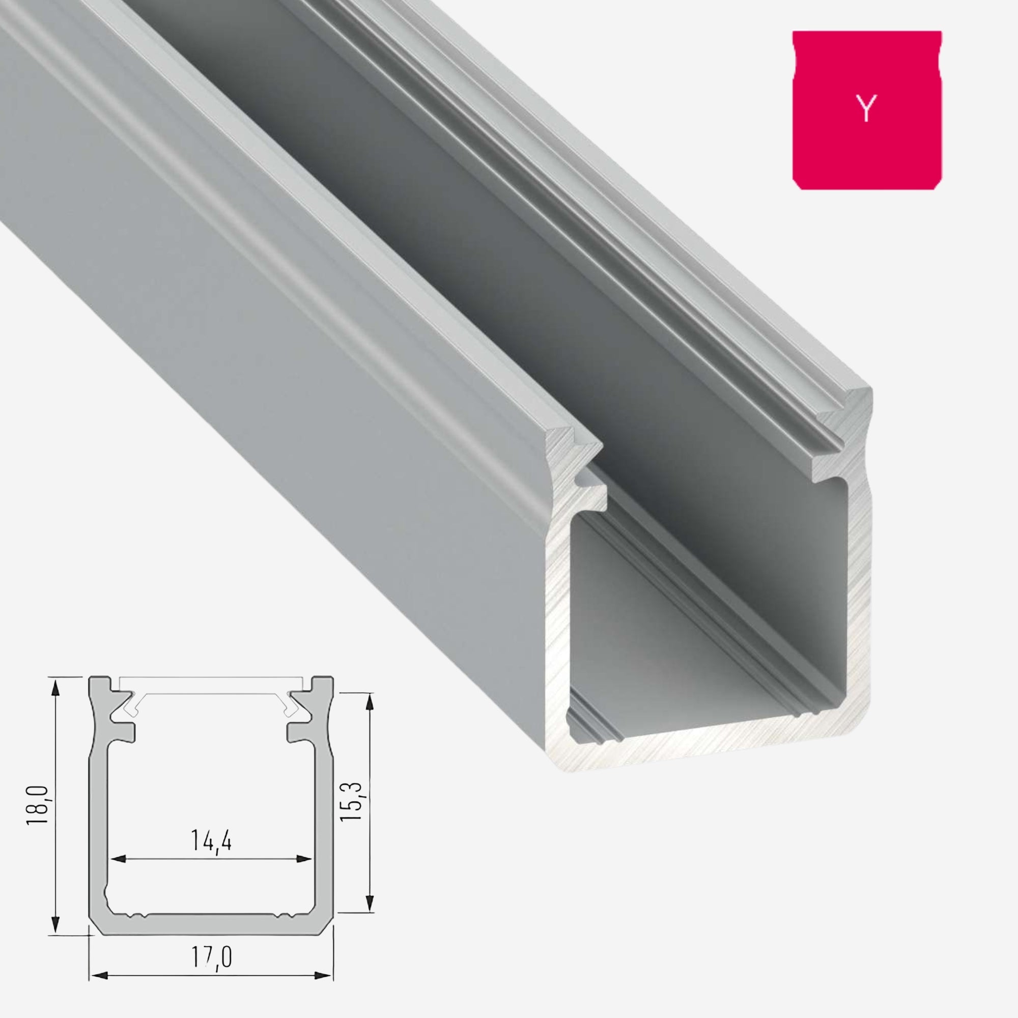 LED Aluminium Aufbauprofil Typ Y - Konfigurierbar
