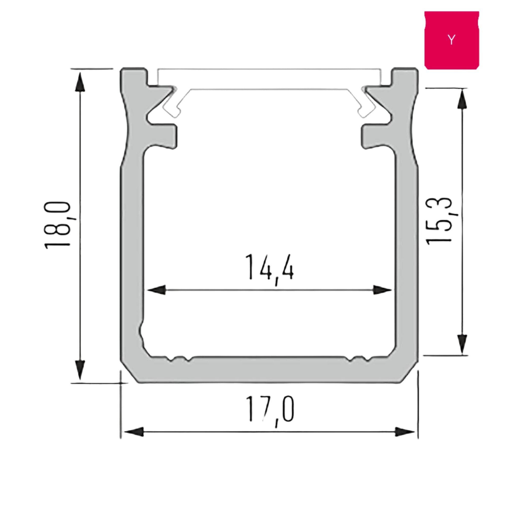LED Aluminium Aufbauprofil Typ Y - 202cm Stangenware