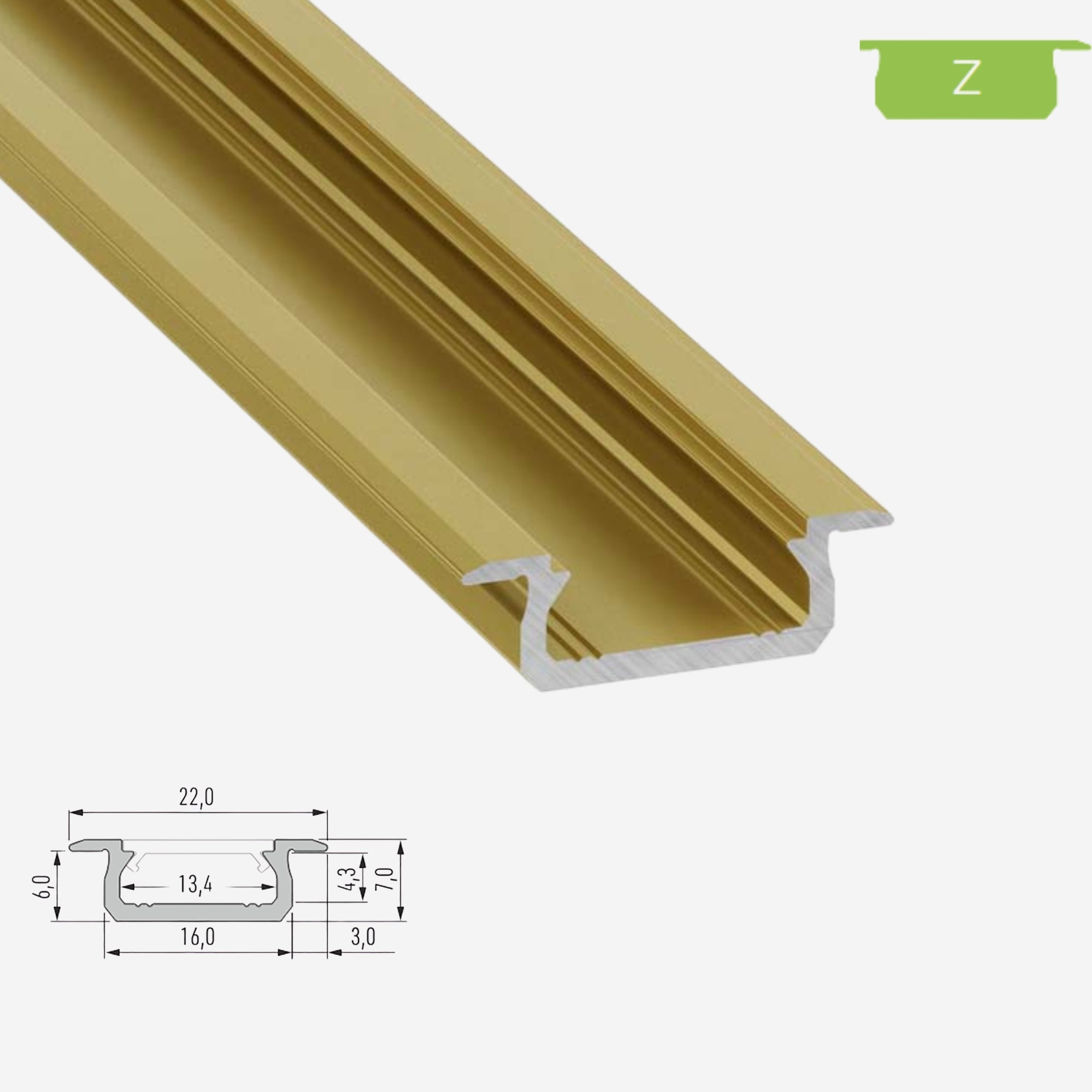 LED Aluminium Einbauprofil Typ Z – 202cm Stangenware