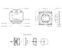 DMX Funk 230V LED Wandpanel Steuerung 2-Zonen Glas FAR-T16.2 FARIO-Serie