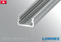 LED Profil Aluminium "LUMINES A" 1 Meter+ Abdeckung + Endkappen + Montageklammer Silber milchweiß PMMA 51% flach