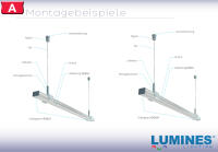 LED Profil Aluminium "LUMINES A" 1 Meter+ Abdeckung + Endkappen + Montageklammer Silber milchweiß PMMA 51% flach