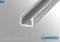 LED Profil Aluminium "LUMINES X" 1,5 Meter+ Abdeckung + Endkappen + Montageklammer Weiß(lackiert) frostweiß PMMA 78%