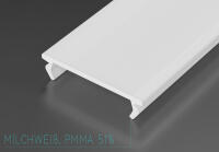 LED Profil Aluminium "LUMINES X" 1,5 Meter+ Abdeckung + Endkappen + Montageklammer Weiß(lackiert) frostweiß PMMA 78%