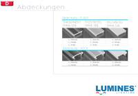 LED Profil Aluminium "LUMINES D" 1 Meter+ Abdeckung + Endkappen + Montageklammer Silber(eloxiert) milchweiß PMMA 51% flach