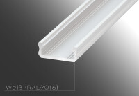 LED Profil Aluminium "LUMINES D" 2 Meter+ Abdeckung + Endkappen + Montageklammer Silber(eloxiert) milchweiß PMMA 51% flach