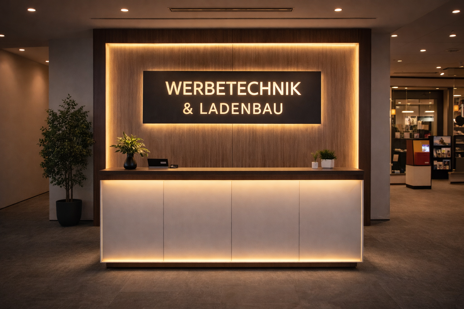 Elektrokon LED-Streifen in Empfangstresen verbaut. 