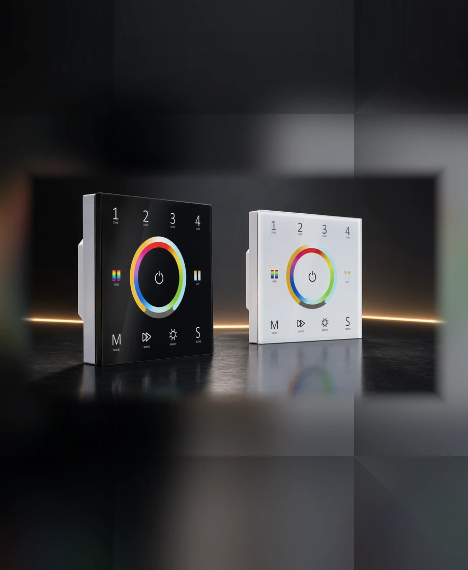 LED-Wandcontroller in weiß und schwarz für RGB CCT und RGB+CCT